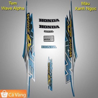 Tem dán xe máy wave anpha 2011 loại zin, tem xịn - màu xanh ngọc