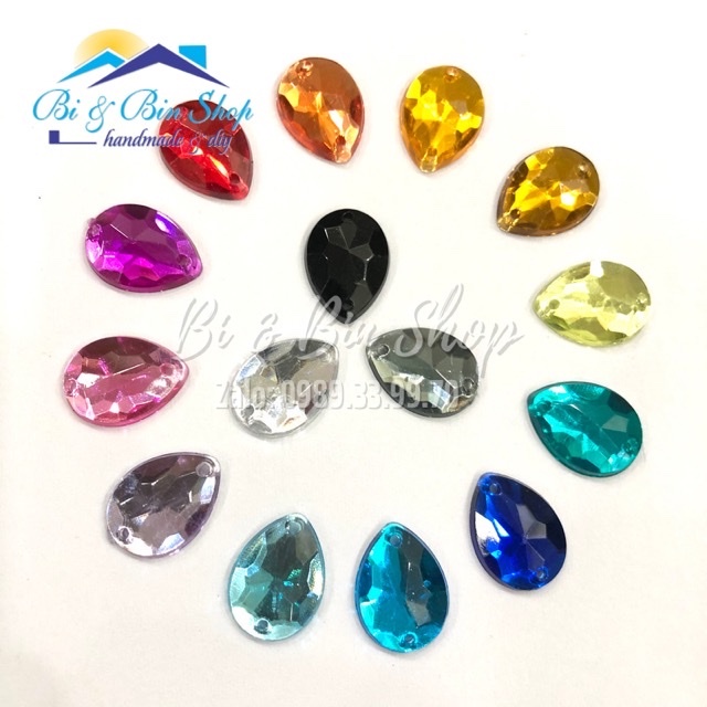 72 Viên Đá Kết Giọt Nước 10x14mm Đính Kết Trang Phục Thời Trang, Làm Phụ Kiện Handmade