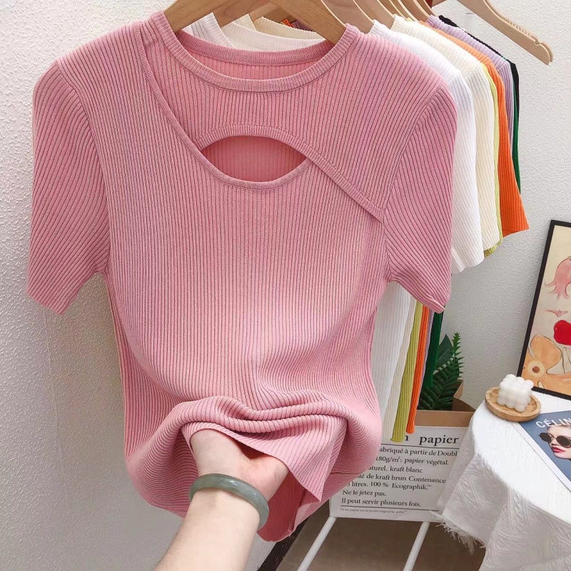 Áo Sweater Dệt Kim Vải Lụa Lạnh Mỏng Phong Cách Phương Tây Sang Trọng