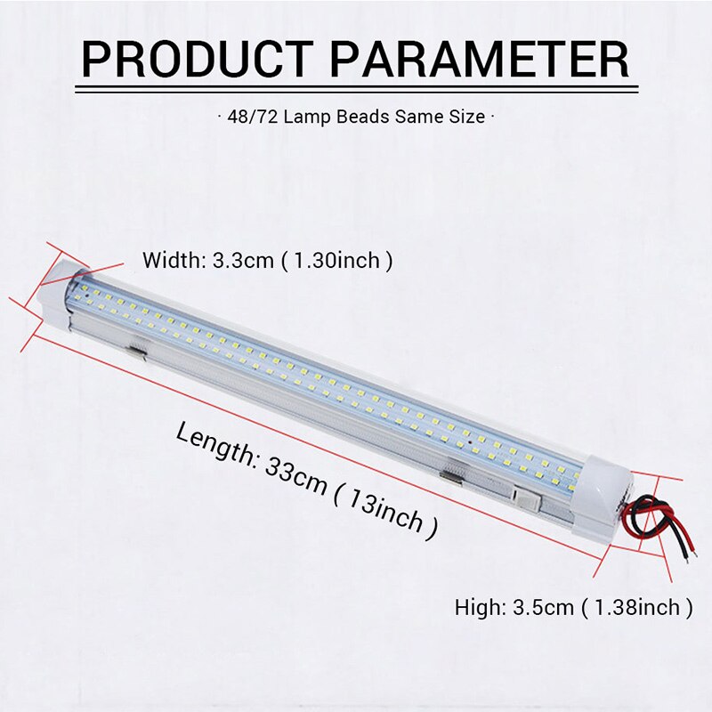 Dây Đèn 72 Bóng LED 12V Có Công Tắc Bật/Tắt Gắn Cốp Xe Hơi/Xe Tải