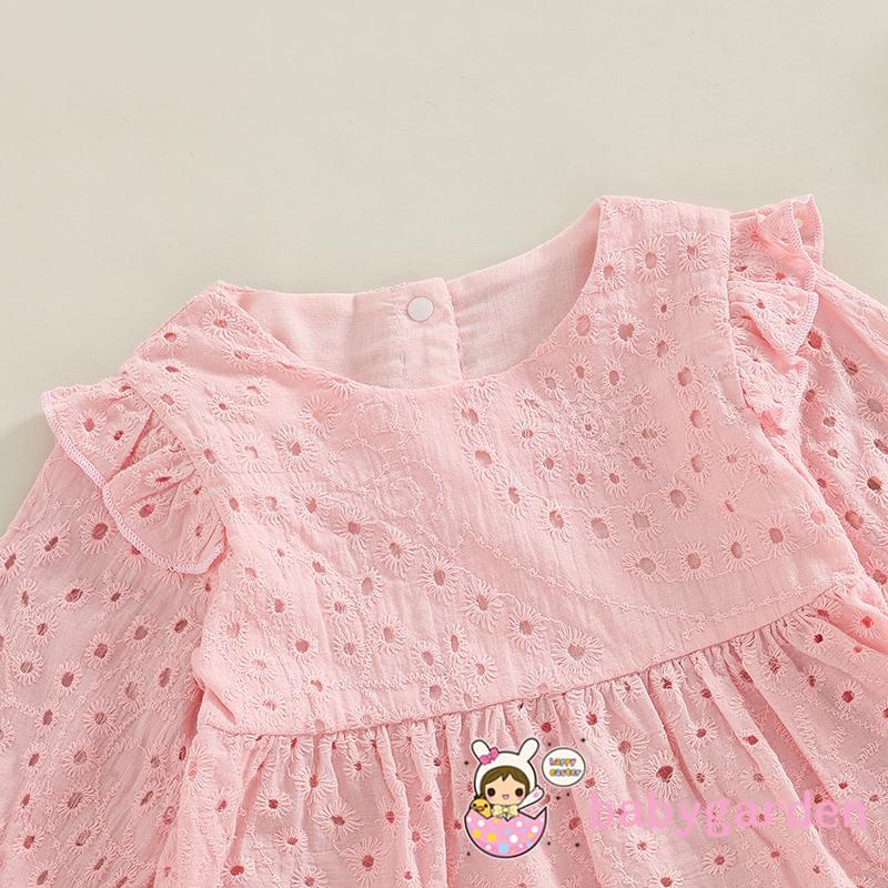 Bộ Áo Thun Tay Dài Cổ Tròn Màu Trơn Phối Quần Short Lưng Thun Thời Trang Cho Bé Gái 3-24 Tháng Tuổi