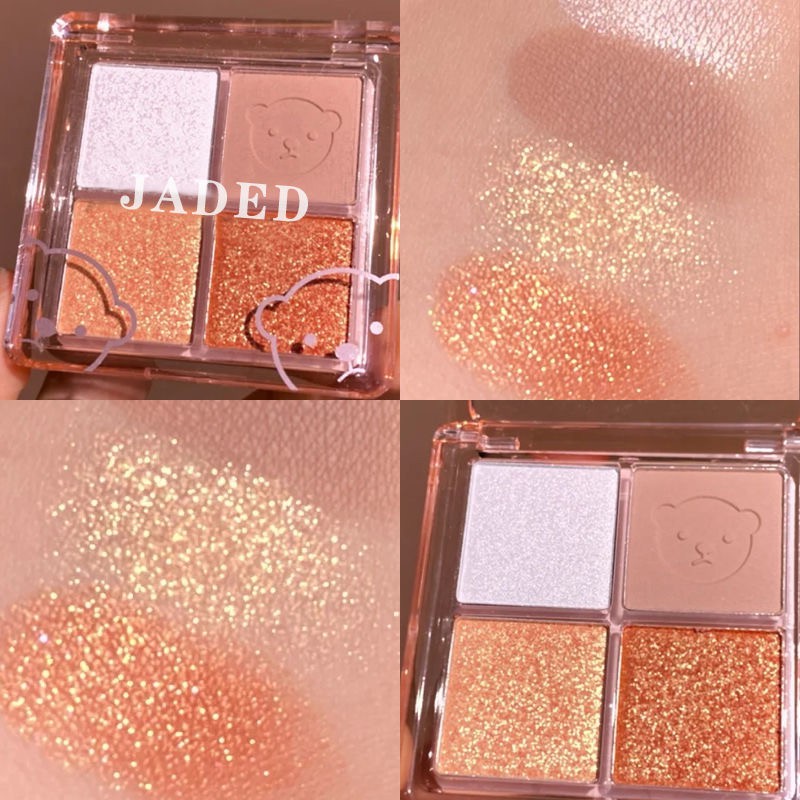 Bảng phấn mắt 4 màu lì tông đất thiết kế họa tiết gấu dễ thương | BigBuy360 - bigbuy360.vn