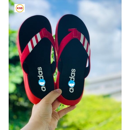 Dép Kẹp Adidas Cao Cấp Đế comfort Cao Siêu Bền Nhẹ chống trơn trượt,hàng xin (Đen quai đỏ)- FREESHIP + FULLBOX
