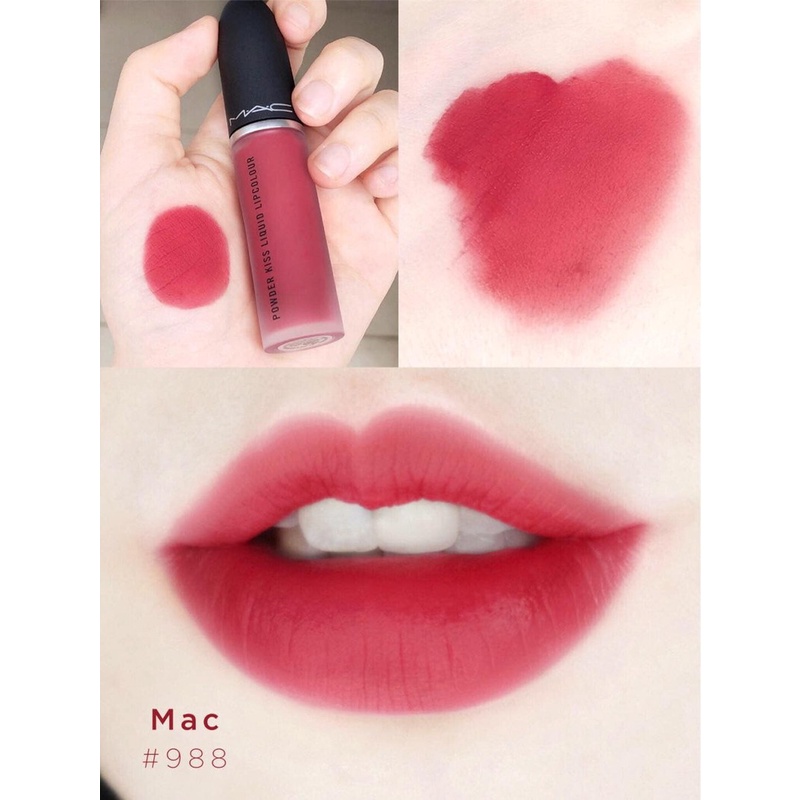 SON KEM LÌ MAC POWDER KISS LIQUID LIP COLOUR 988 A LITTLE CHÍNH HÃNG - 8881