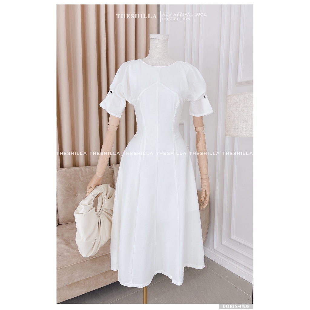 Váy thiết kế cao cấp màu trắng tay đính NT form dài sang trọng [ Có video + Ảnh thật ] The Shilla - Doris-48B8