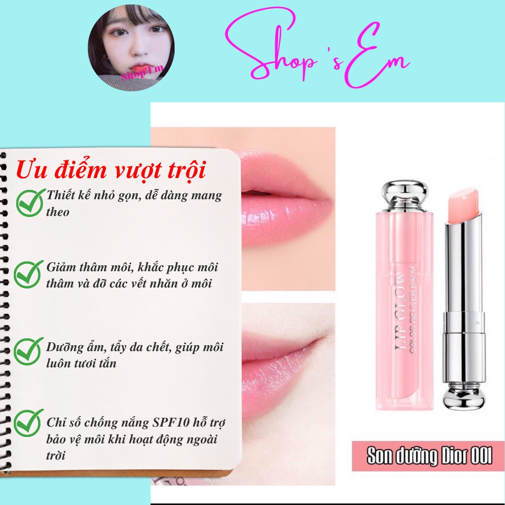 Son Dưỡng Môi Dior Addict #001 #004 Bản Mini 1.5g New 2022 Thiết Kế Nhỏ Nhắn, Màu Sắc Quyến Rũ, Độ Bám Màu Tốt
