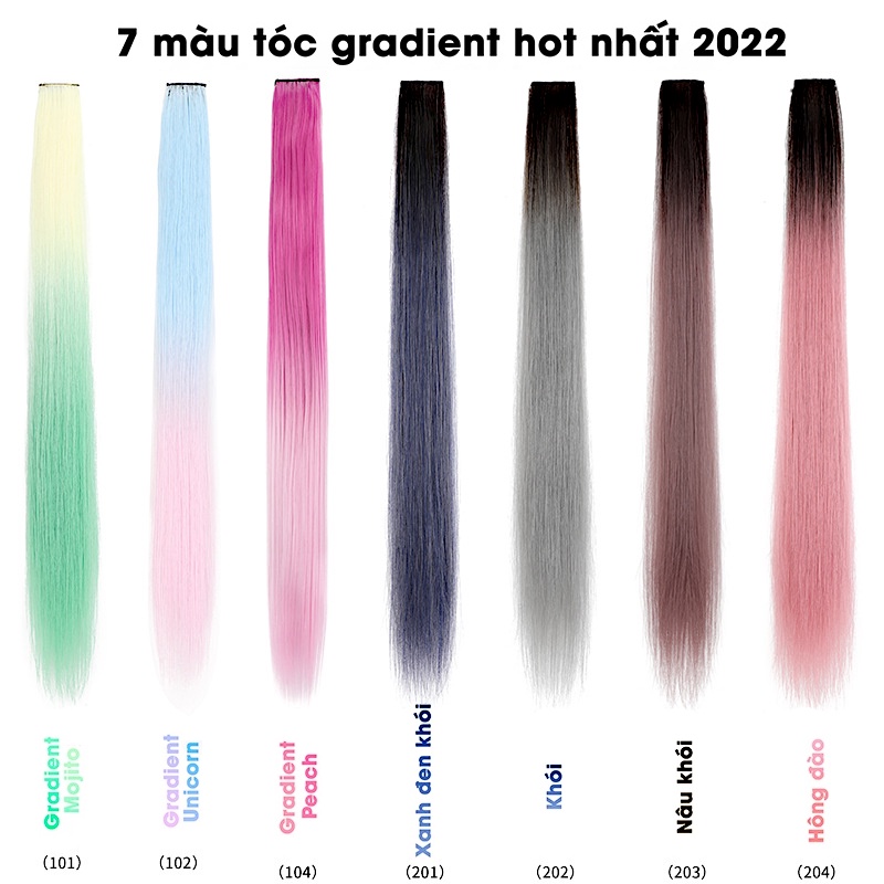 Kẹp tóc giả highlight nối dải màu Gradient 60cm mềm đẹp phong cách Hàn Quốc tại Lumcher
