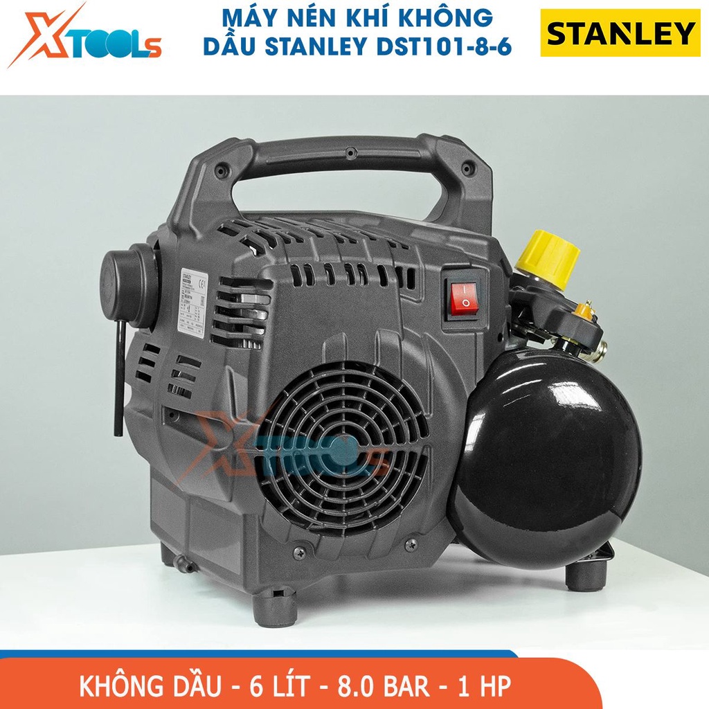 Máy nén khí không dầu 6L STANLEY DST101-8-6, Áp suất: 8 Bar, công suất: Động cơ 1HP, 105L/M [chính hãng][xtools]