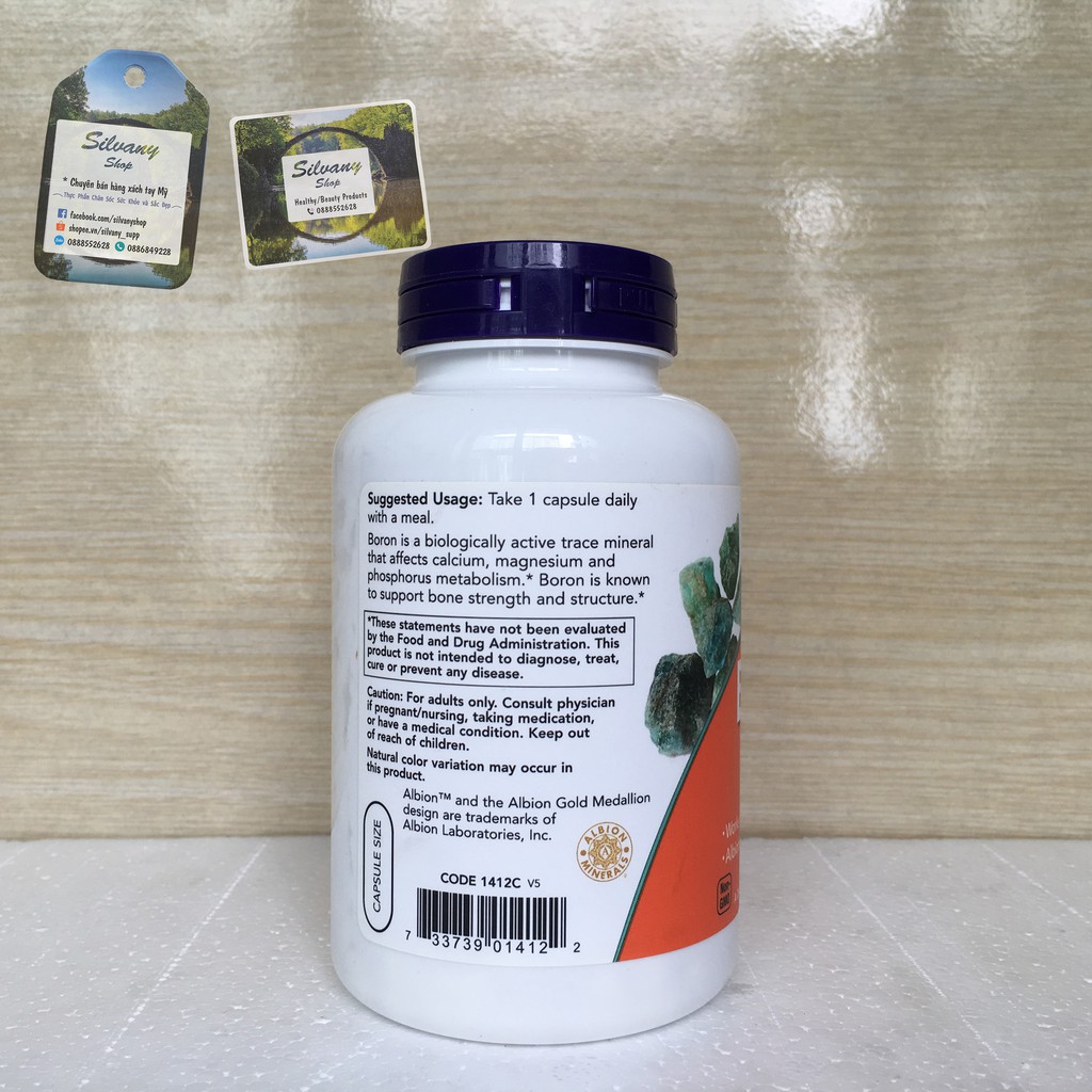 Boron 3mg Now Foods - Giúp Chuyển Hóa Calci , Magne, Photpho, Giúp Xương Chắc Khỏe