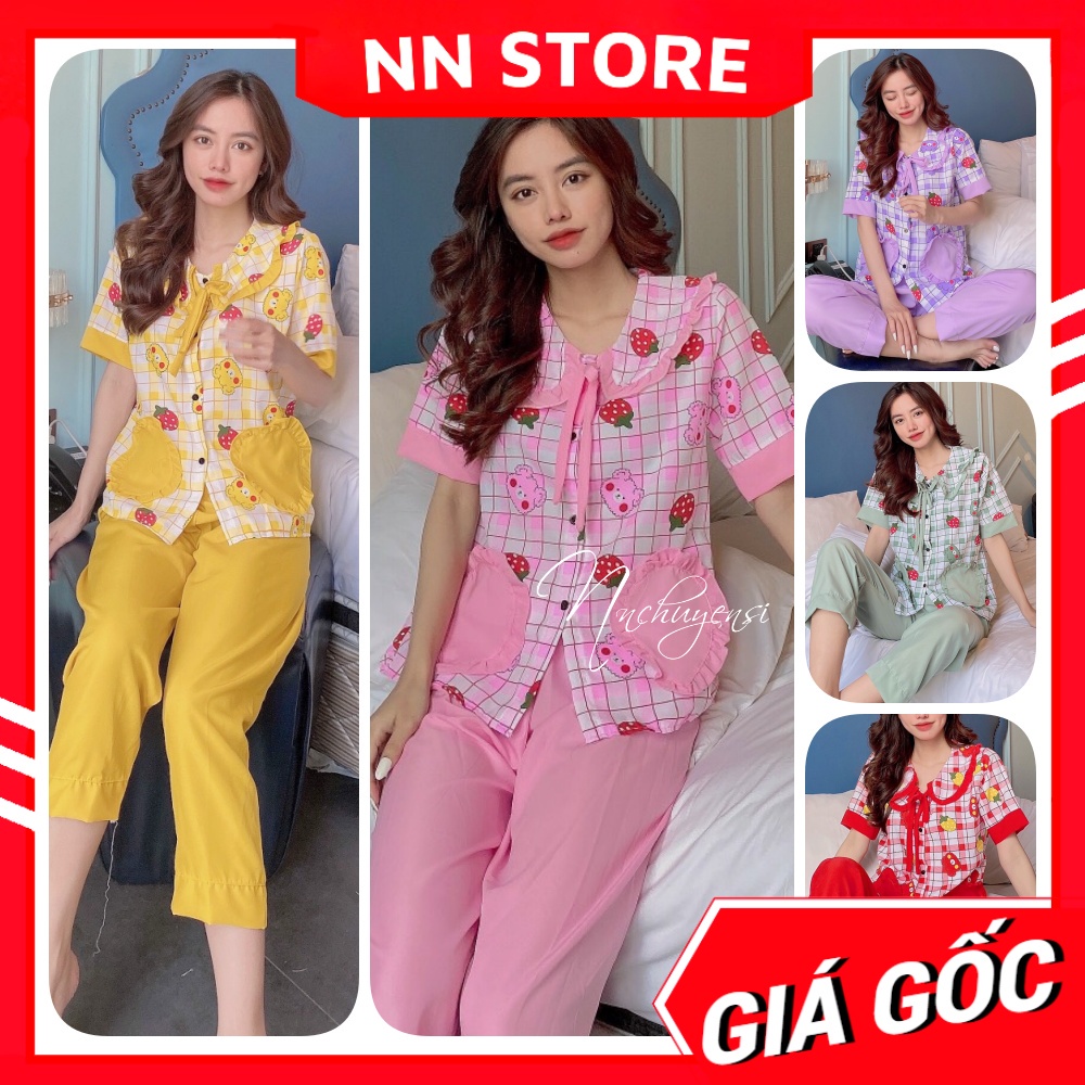 Đồ bộ nữ mặc nhà in hình bò sữa in họa tiết dễ thương 🛑 Đồ bộ nữ chất kate mềm mịn mát DBKIHTN kate in hình tổng hợp