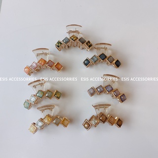 Kẹp tóc nữ, kẹp gắp tóc hàn quốc, đính đá vuông sang trọng, phụ kiện tóc hàn quốc esis accessories