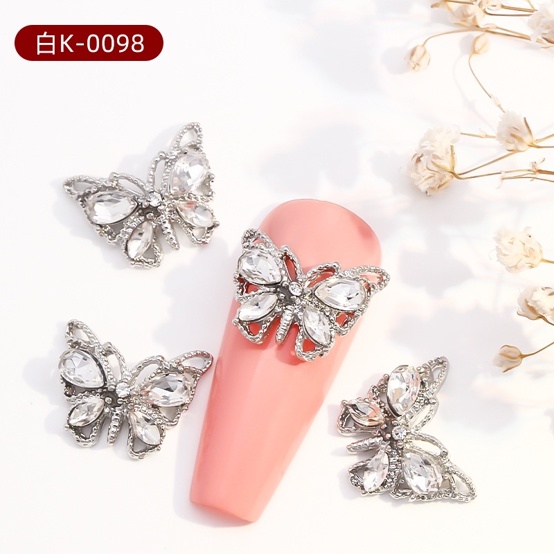 Phụ Kiện Trang Trí Móng Tay Hình Bướm Bằng Hợp Kim Đính Đá Xinh Xắn