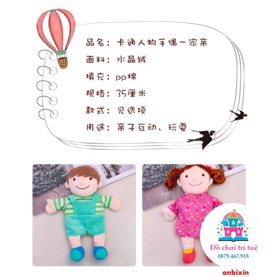 Rối bàn tay hình gia đình đầy đủ nhân vật - rối cao 35cm