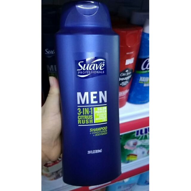 DẦU GỘI 3IN1 GỘI XẢ TẮM SUAVE MEN 828ML CỦA MỸ