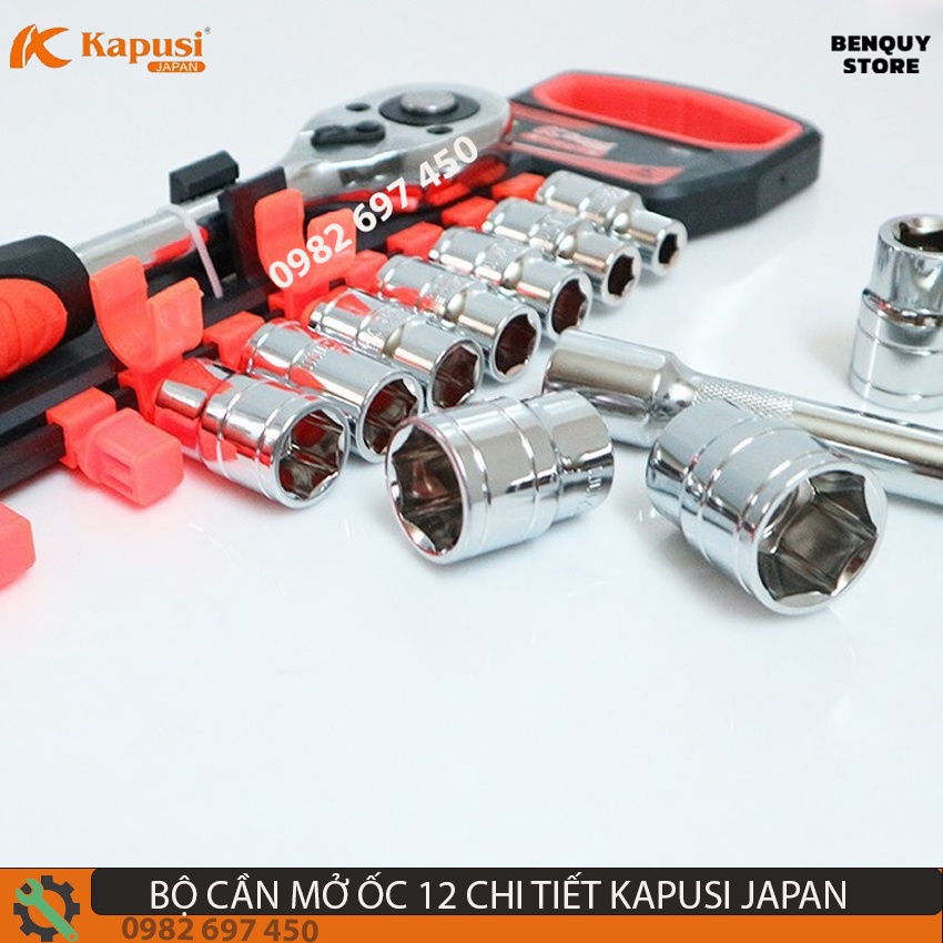 BỘ TUÝP SỬA CHỮA  - KHẨU CẦN 1/4 TỰ ĐỘNG 12 CHI TIẾT KAPUSI JAPAN K-9811.  MỞ SIẾT ỐC, TUÝP SỬA XE MÁY.