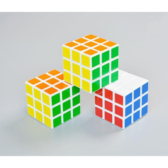 Đồ chơi Rubik 3x3 có Viền Trắng + Tặng kèm 1 Rubik 3x3 Móc Khóa Chơi Được - Rubik Xoay Trơn Mượt, Không Rít, Độ Bền Cao