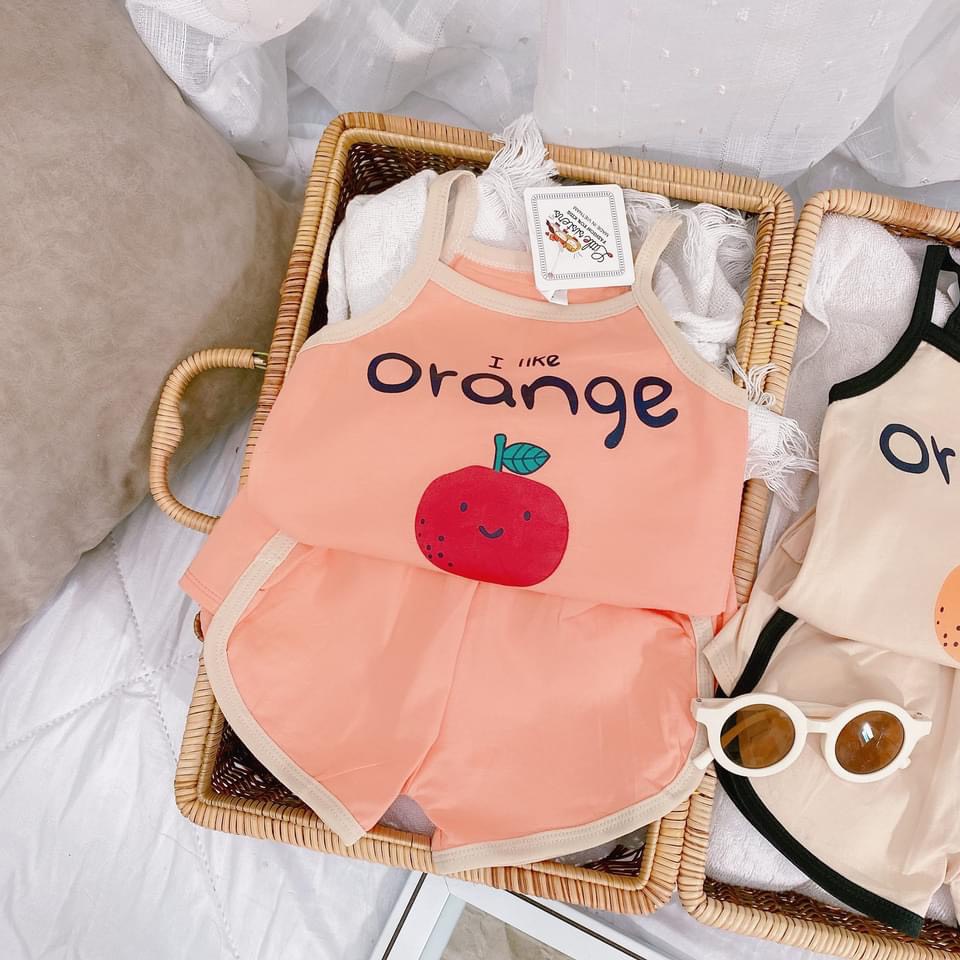 [MẪU MỚI] BỘ HAI DÂY QUẢ CAM CHẤT COTTON MỀM MÁT SIÊU ĐÁNG YÊU CHO BÉ 7-18KG. VIDEO THẬT. XƯỞNG MAY BIBO