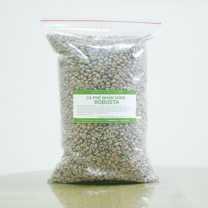 Cà Phê Nhân Sống Robusta Giống BigFarm Pro 1, chưa rang xay nguyên chất sạch vỏ, đủ độ ẩm 1Kg