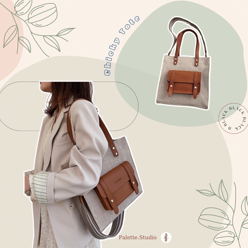 Túi Tote Da Mix Canvas - Set 2 Quai