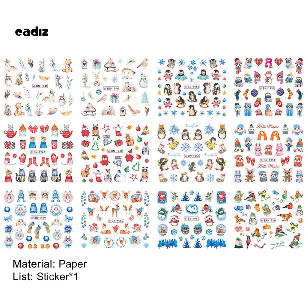 [Hàng mới về] Miếng dán trang trí móng tay nhiều màu sắc chủ đề giáng sinh