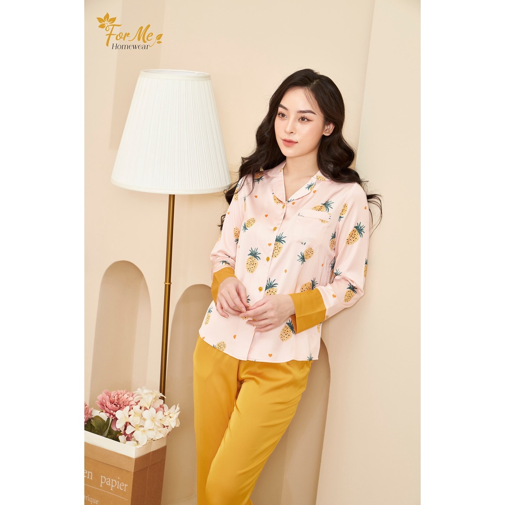 Bộ đồ ngủ, mặc nhà chất Lụa Giấy Luxury DÀI TAY BỘ PHỐI QUẦN 04 ,forme pijama