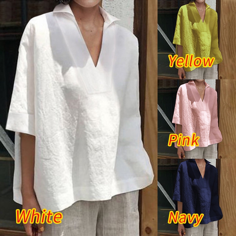 Áo nữ ZANZEA tay ngắn cổ chữ V dáng rộng thời trang