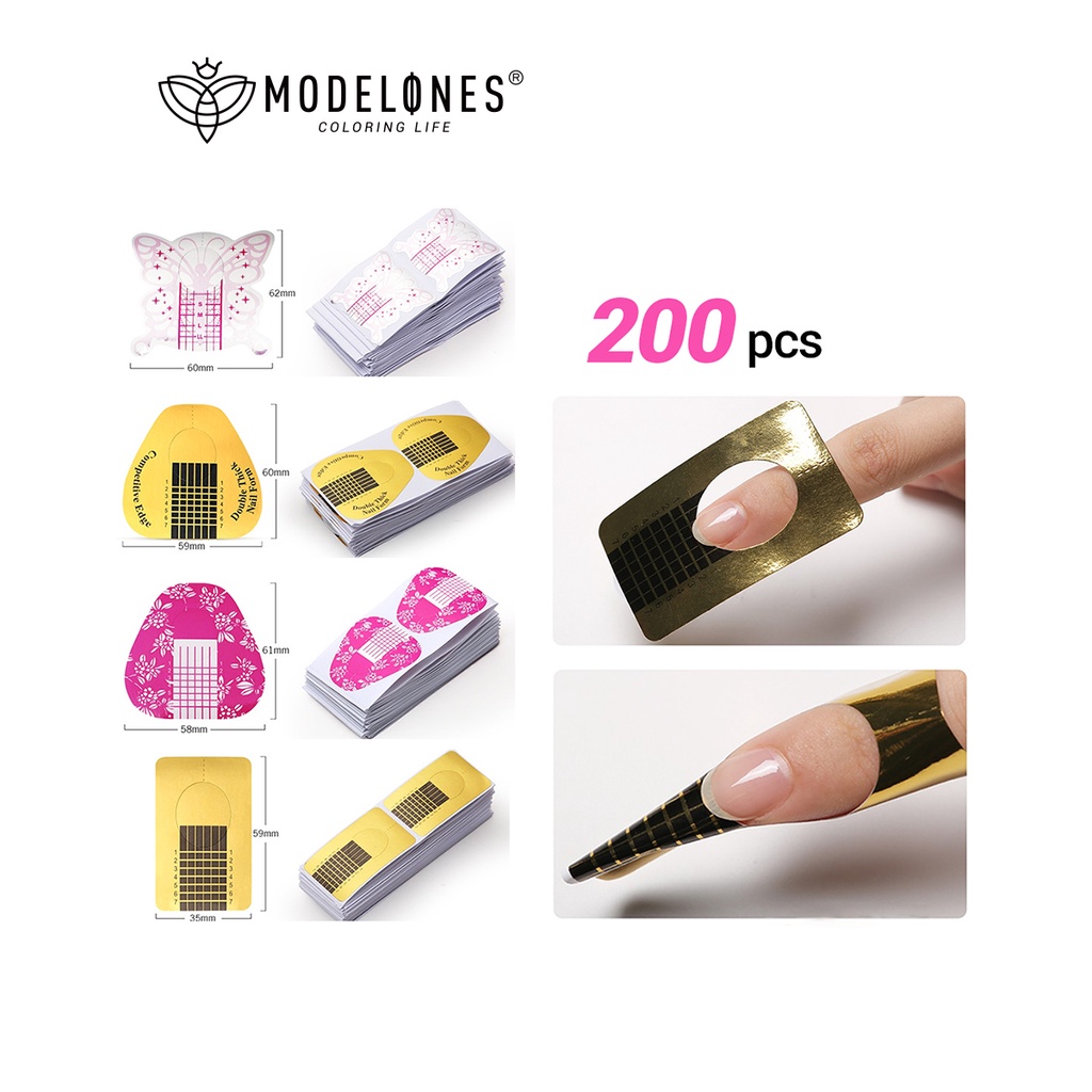 Set 100 sticker đắp móng gel/acrylic Modelones dùng tạo hình/nối dài móng chuyên nghiệp