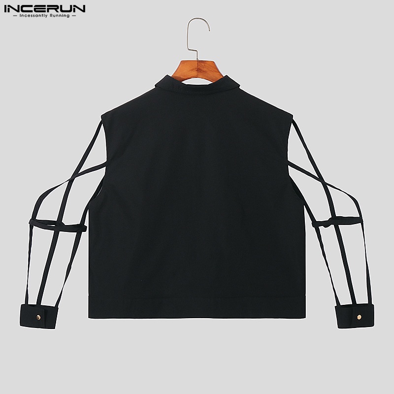 Áo sơ mi INCERUN nam dài tay cài nút độc đáo kích thước S-5XL