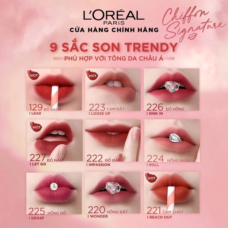 Son Môi Loreal Velvet Matte Lì Mịm Chiffon Signature
