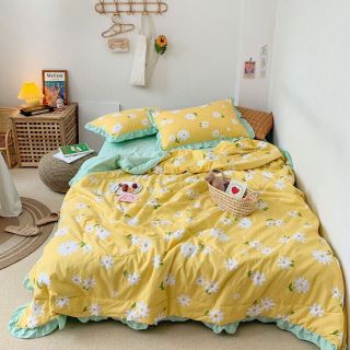 Bộ chăn ga gối đũi hè chăn trần bông