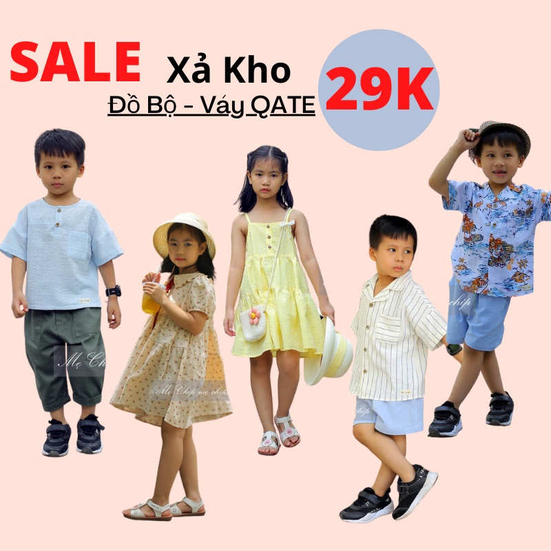 (Nhiều mẫu) Set quần áo và váy cho bé trai bé gái tổng hợp từ 9 đến 23kg