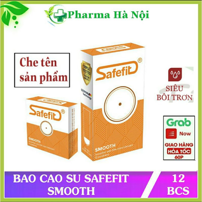 Bao cao su Safefit smooth 12 chiếc ⚡ chính hãng⚡ siêu mỏng - gấp đôi gel bôi trơn