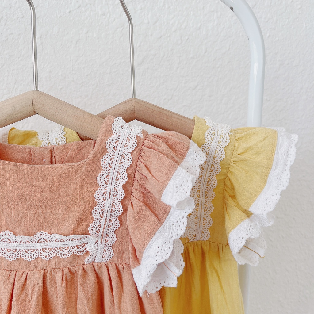 Váy hè cánh tiên viền ren trắng cho bé gái 1-5 tuổi (Mã 091)