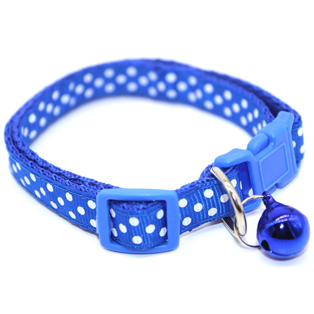 [double]Small Pet Nylon Patch Copper Bell Collar Adjustable Colorful Choker Dot Pattern Pet Necklace
