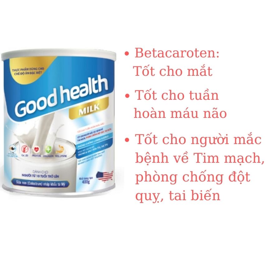 3 lon Sữa cho người ung thư Good Health Milk, tốt cho tuần hoàn máu não, tim mạch,huyết áp,giảm di chứng sau tai biến.