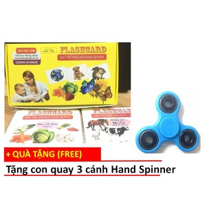 Bộ thẻ học thông minh Flash Card cỡ to 14 chủ đề (280 thẻ) cho bé Glenn Doman tặng con quay Hand Spinner