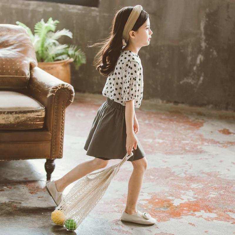 Set Đồ Mùa Hè Gồm 2 Món Gồm Áo Cotton Chấm Bi Tay Ngắn + Quần Short Cho Bé Gái Từ 3 Đến 4 Đến 5-6 Đến 7 Đến 8 Đến 9-10 - 11-12 Tuổi