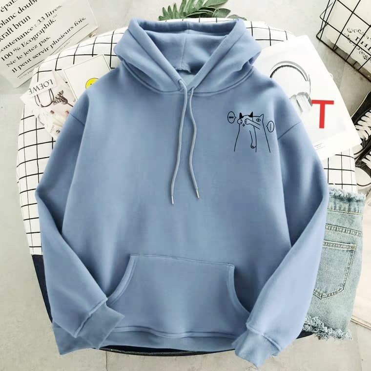 Áo hoodie logo mèo bịt mắt HARIQUEEN