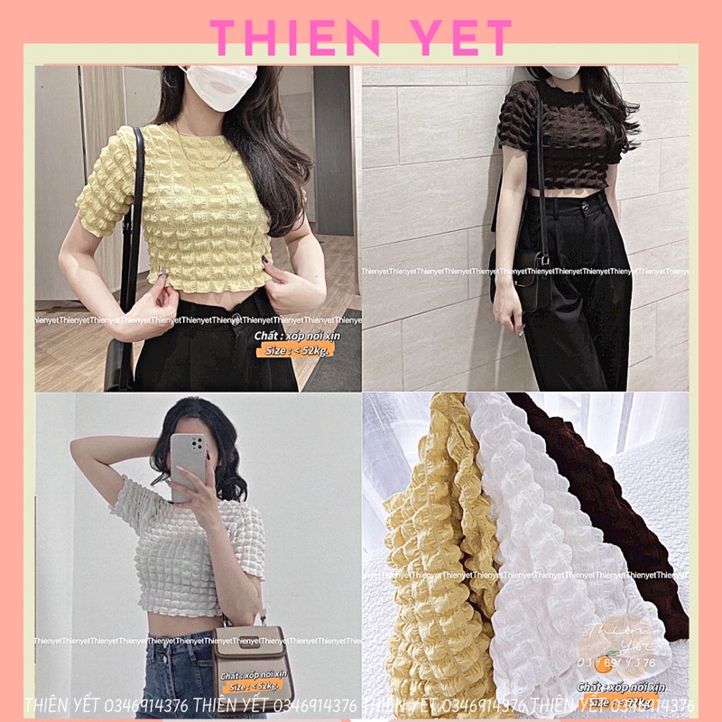 Áo kiểu croptop XỐP NỔI THIÊN YẾT mềm mại, co giãn nhẹ có 3 màu freesize