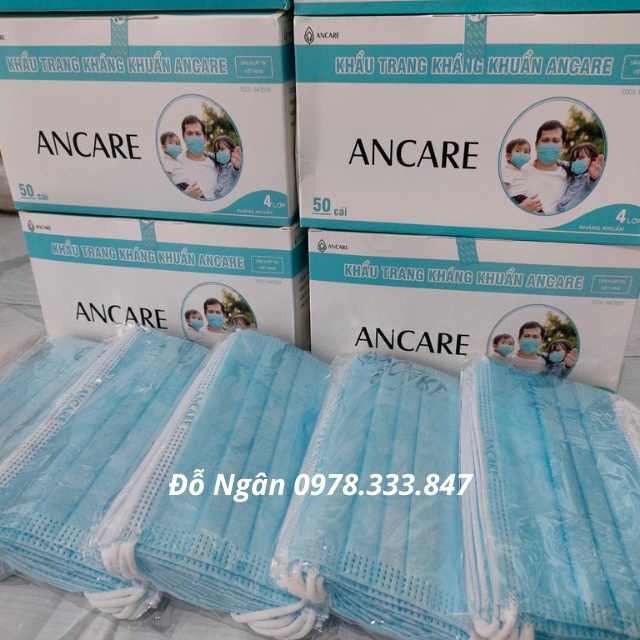 [HÀNG CAO CẤP]1 Thùng Khẩu Trang Y Tế Kháng Khuẩn 4 Lớp Ancare Màu Xanh Nhạt, Chất Liệu Giấy Kháng Khuẩn Đạt 99,9%