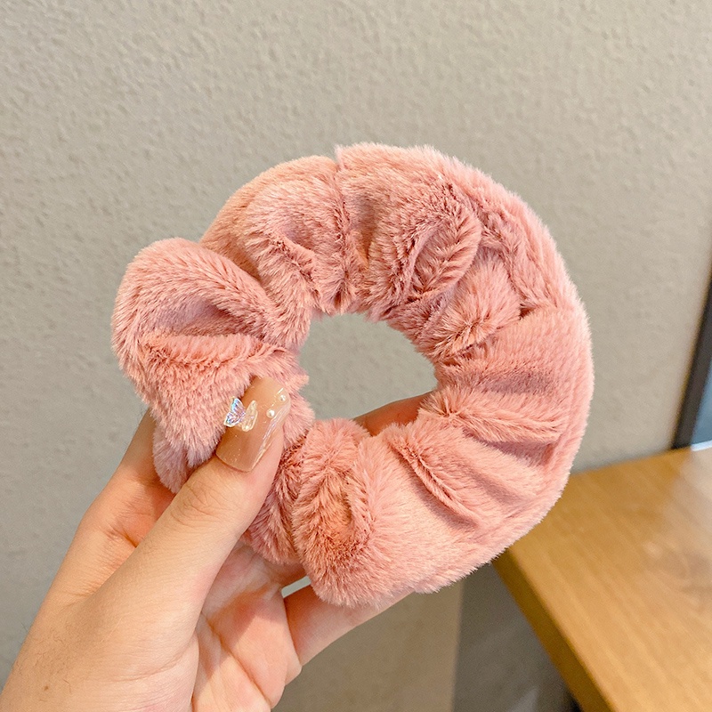 Dây cột tóc vải lông cỡ lớn thoải mái nhiều màu thời trang Hàn Quốc cho nữ