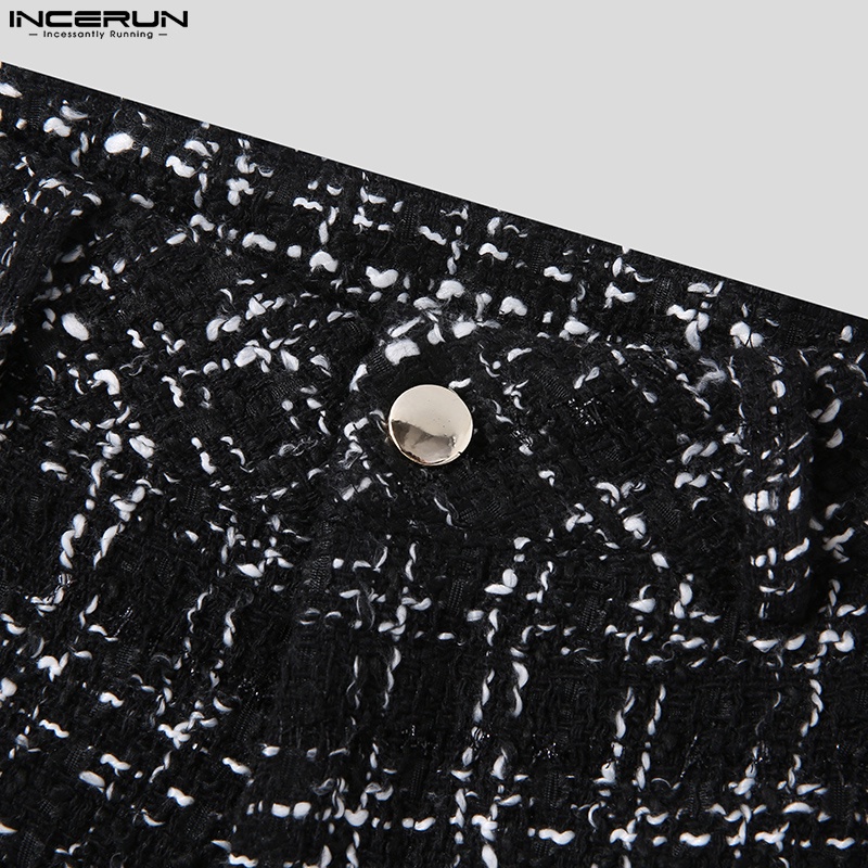 Set trang phục INCERUN áo ghi lê cổ chữ V + quần ngắn thời trang nam