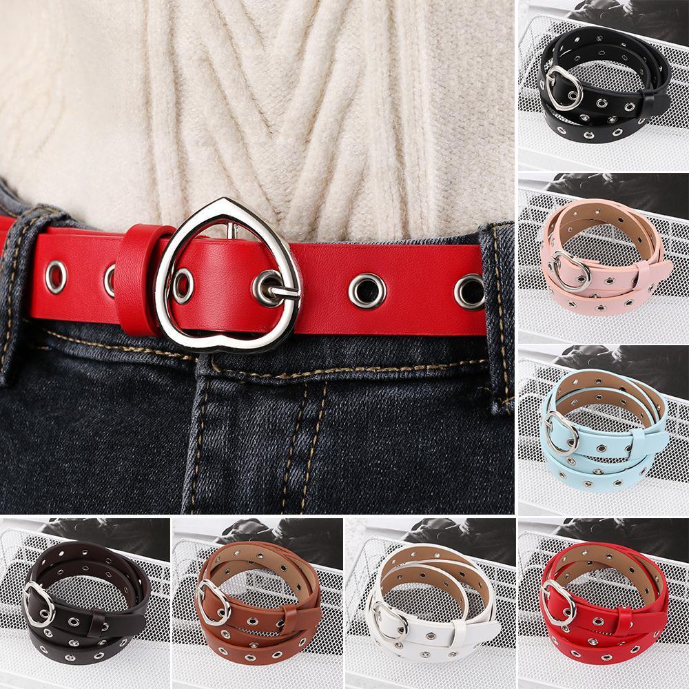 Thắt Lưng Da Pu Khóa Trái Tim Màu Kẹo Ngọt Thời Trang Dự Tiệc
