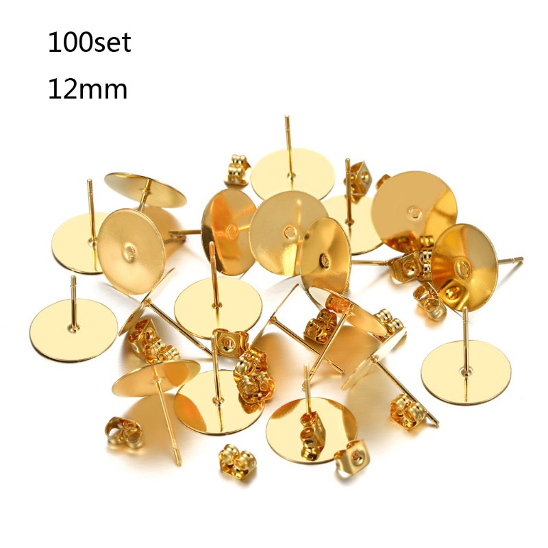 Set 100 Khuyên Tai Bằng Thép Không Gỉ Dùng Làm Trang Sức Diy