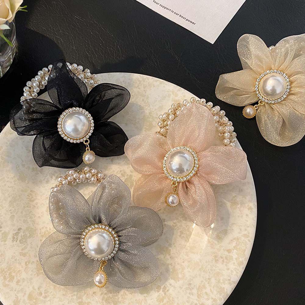 Dây Cột Tóc Đính Hoa Lấp Lánh Phong Cách Hàn Quốc Cho Nữ