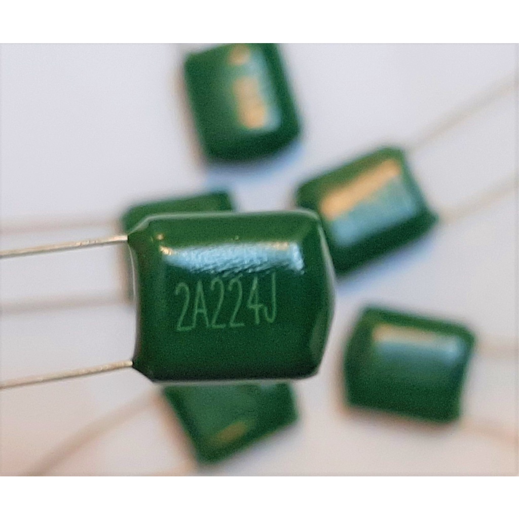 Tụ mica xanh lá 2A224J, tụ 2A224J sai số 5% (bộ 3 con)