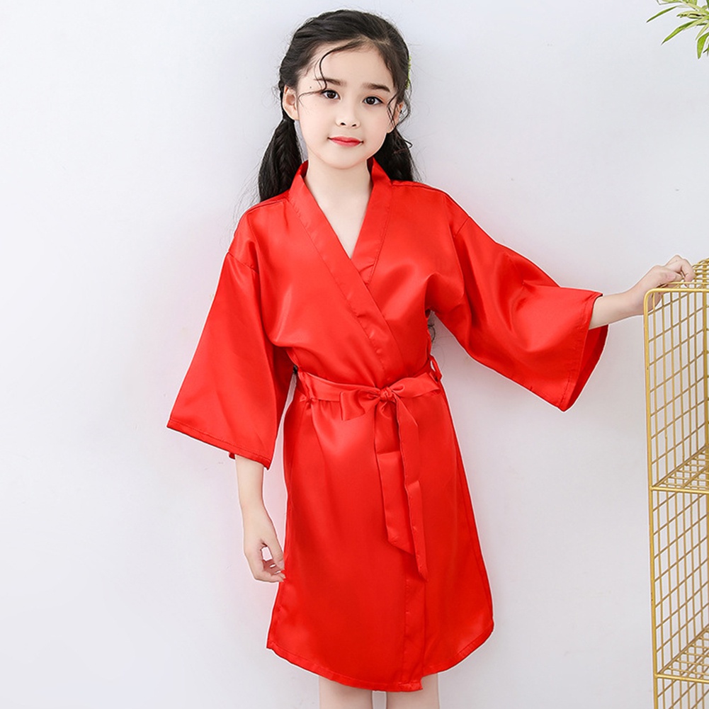 Áo choàng tắm chất lụa mềm mát phong cách mùa hè cho bé gái