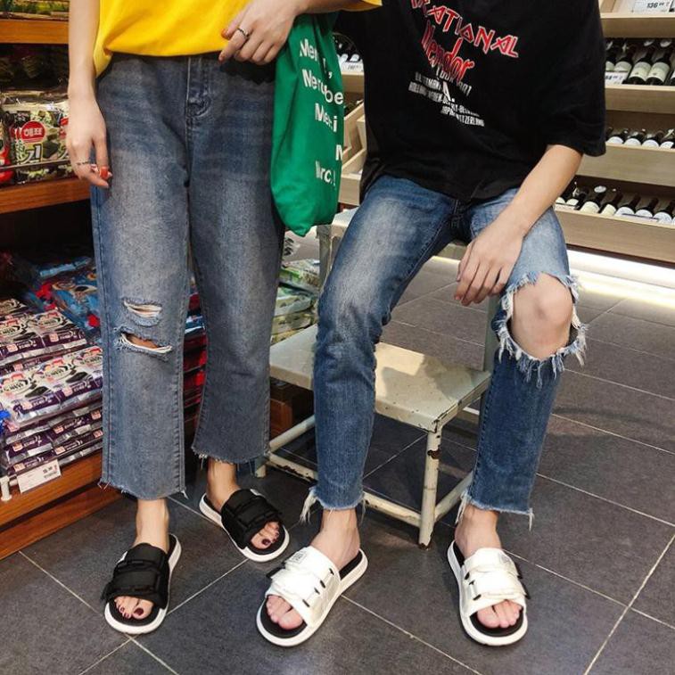 Dép lê nam nữ 2 quai ngang dán phong cách ulzzang Hàn Quốc thời trang cực hot