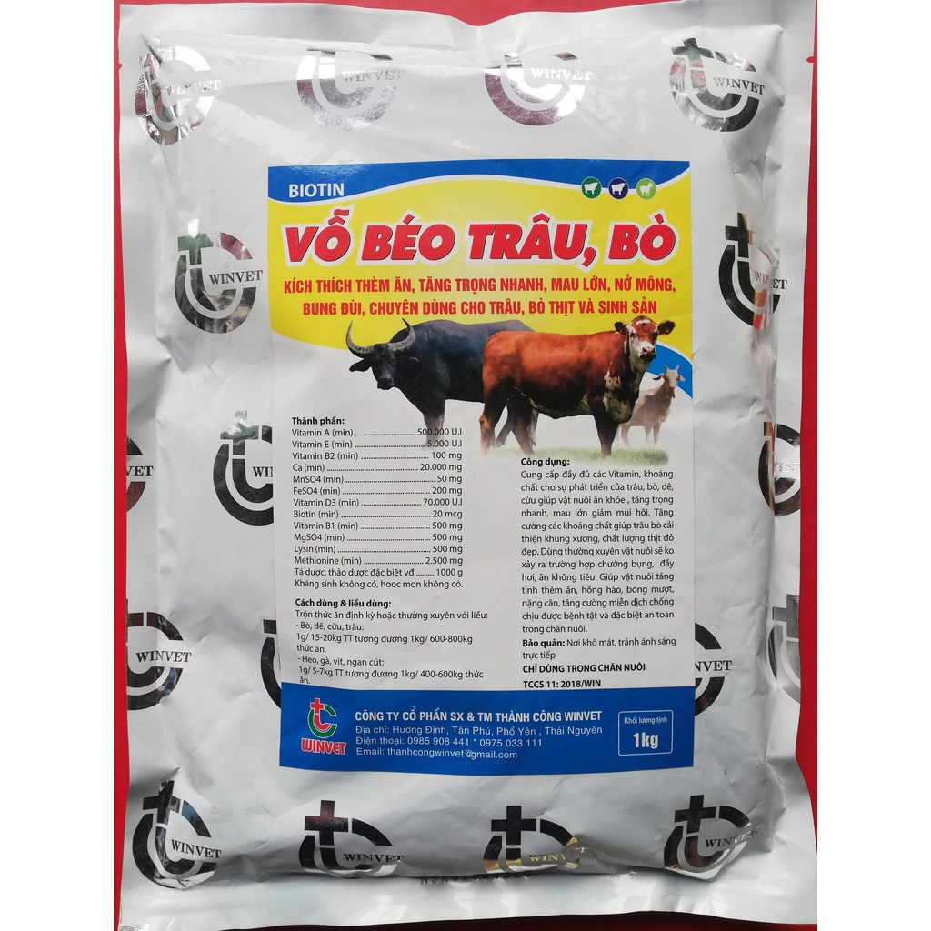 3kg VỖ BÉO TRÂU, BÒ tăng tính thèm ăn, tăng trọng nhanh