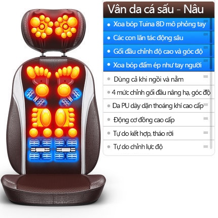 Ghế đệm massage toàn thân rung đa năng, Thiết bị massage vai gáy,lưng, toàn thân gia dụng dành cho người lớn tuổi